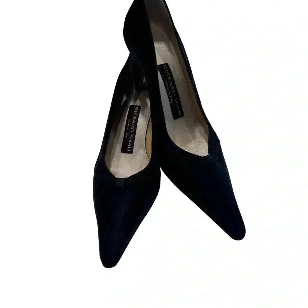 Rickard Shah women’s Black Satin Heels Shoes Size EU 37.5 US 7-7.5
